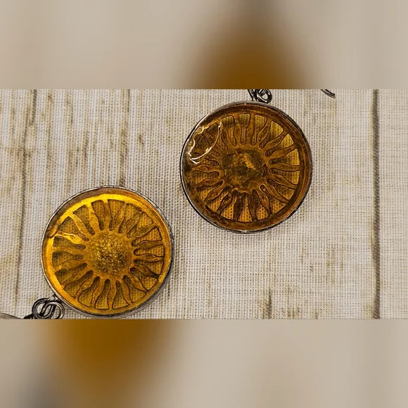 Vintage 90s Sun Glass Earrings  Gold Tone - Picture 4 of 6
